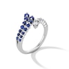 Thumbnail Image 4 of Blue Lab-Created Sapphire and 1/4 CT. T.W. Lab-Grown Diamond Bypass Ring in Sterling Silver (F/VS2)