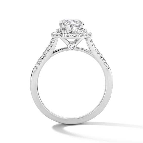 1-1/2 CT. T.w. Oval Certified Lab-Grown Diamond Frame Engagement Ring in 14K White Gold (F/Vs2)