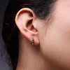 Thumbnail Image 2 of Blue Lab-Created Sapphire Five-Stone Huggie Hoop Earrings in Sterling Silver