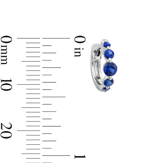 Blue Lab-Created Sapphire Five-Stone Huggie Hoop Earrings in Sterling Silver