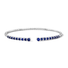 Blue Lab-Created Sapphire Open Flex Bangle Bracelet in Sterling Silver - 6.22"
