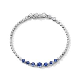 2-1/2 CT. T.W. Lab-Grown Diamond and Blue Lab-Created Sapphire Bracelet in Sterling Silver (F/VS2)