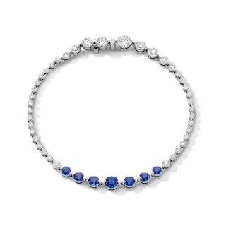 2-1/2 CT. T.W. Lab-Grown Diamond and Blue Lab-Created Sapphire Bracelet in Sterling Silver (F/VS2)
