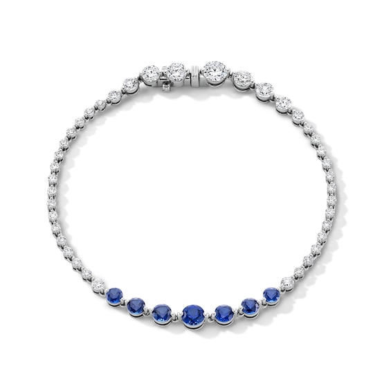 2-1/2 CT. T.w. Lab-Grown Diamond and Blue Lab-Created Sapphire Bracelet in Sterling Silver (F/Vs2)
