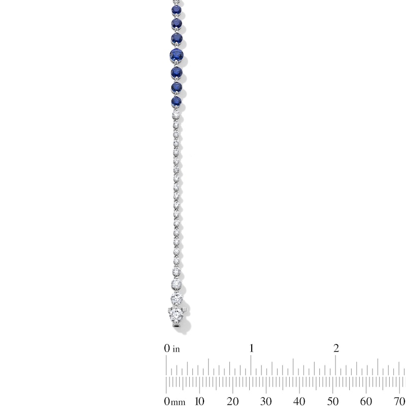 Main Image 3 of 2-1/2 CT. T.W. Lab-Grown Diamond and Blue Lab-Created Sapphire Bracelet in Sterling Silver (F/VS2)