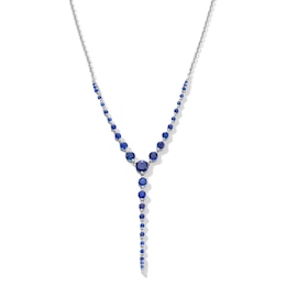 Blue Lab-Created Sapphire “Y” Necklace in Sterling Silver