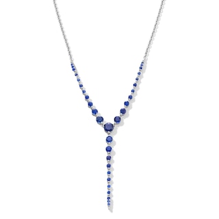 Blue Lab-Created Sapphire “Y” Necklace in Sterling Silver