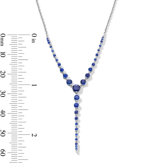 Blue Lab-Created Sapphire “Y” Necklace in Sterling Silver