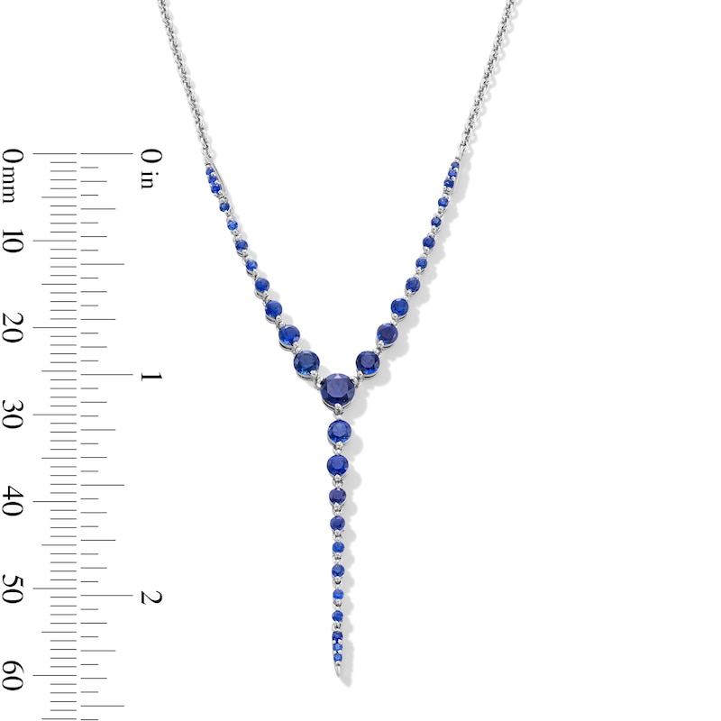 Main Image 3 of Blue Lab-Created Sapphire “Y” Necklace in Sterling Silver