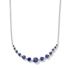 Thumbnail Image 1 of Blue Lab-Created Sapphire Graduated Necklace in Sterling Silver