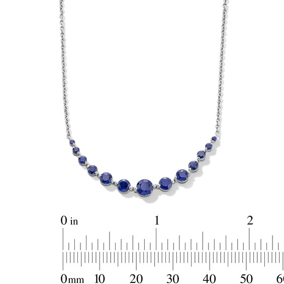 Blue Lab-Created Sapphire Graduated Necklace in Sterling Silver