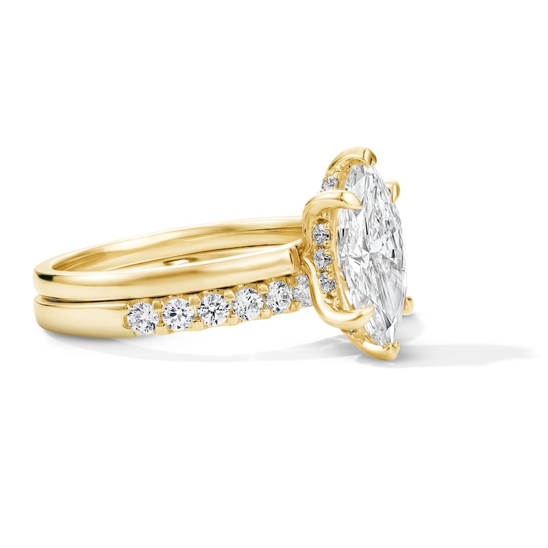 Main Image 3 of 2 CT. T.W. Marquise-Cut Certified Lab-Grown Diamond Bridal Set in 14K Yellow Gold (F/VS2)