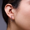 Thumbnail Image 2 of Blue Lab-Created Sapphire and Lab-Grown Diamond Accent Journey Drop Earrings in Sterling Silver (F/VS2)