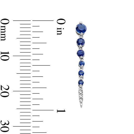 Blue Lab-Created Sapphire and Lab-Grown Diamond Accent Journey Drop Earrings in Sterling Silver (F/Vs2)