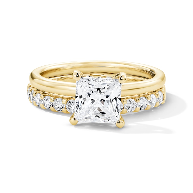 Main Image 1 of 2 CT. T.W. Princess-Cut Certified Lab-Grown Diamond Bridal Set in 14K Yellow Gold (F/VS2)