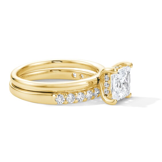 2 CT. T.w. Princess-Cut Certified Lab-Grown Diamond Bridal Set in 14K Yellow Gold (F/Vs2)