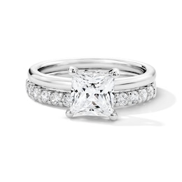2 CT. T.W. Princess-Cut Certified Lab-Grown Diamond Bridal Set in 14K White Gold (F/VS2)
