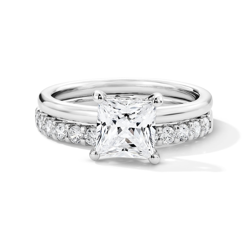 Main Image 1 of 2 CT. T.W. Princess-Cut Certified Lab-Grown Diamond Bridal Set in 14K White Gold (F/VS2)