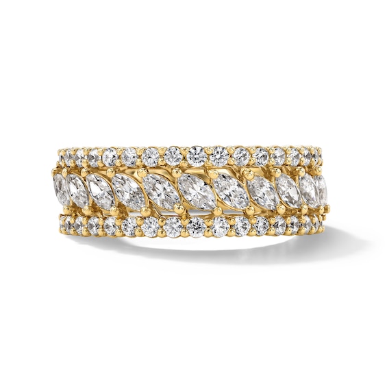 1-1/4 CT. T.w. Marquise-Cut Certified Lab-Grown Diamond Multi-Row Anniversary Band in 14K Gold (F/Vs2)