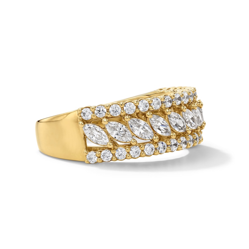 Main Image 4 of 1-1/4 CT. T.W. Marquise-Cut Certified Lab-Grown Diamond Multi-Row Anniversary Band in 14K Gold (F/VS2)