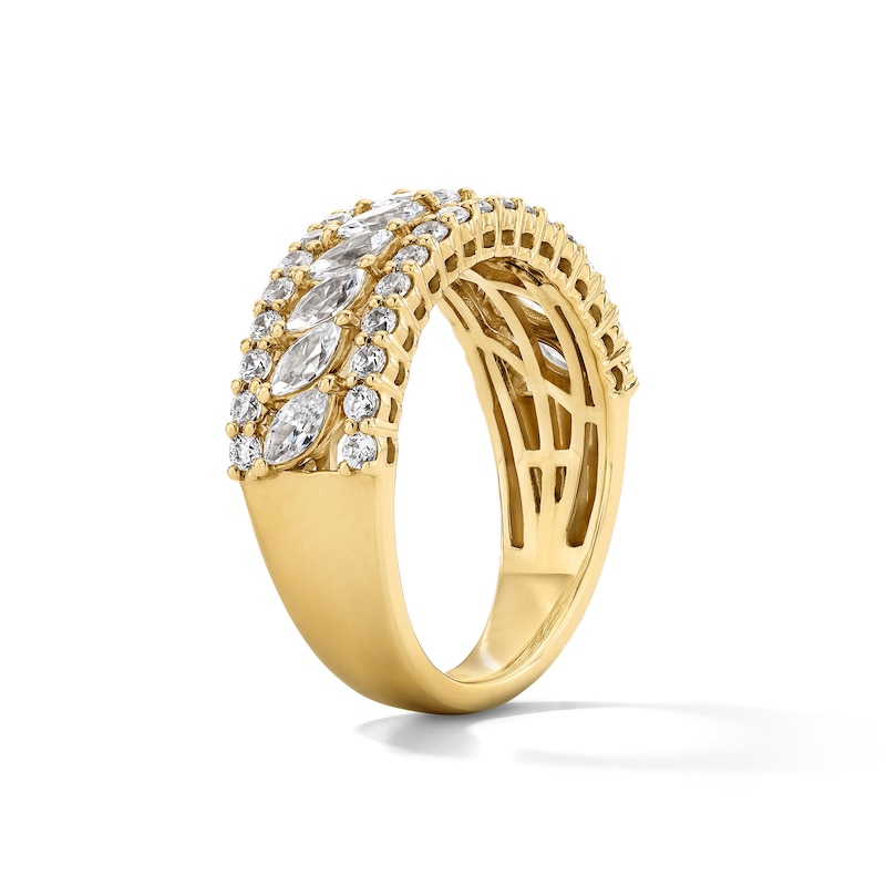 Main Image 5 of 1-1/4 CT. T.W. Marquise-Cut Certified Lab-Grown Diamond Multi-Row Anniversary Band in 14K Gold (F/VS2)