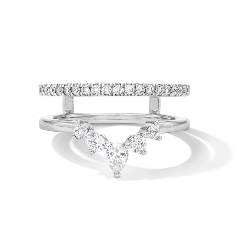 Main Image 1 of 1/2 CT. T.W. Pear-Shaped Lab-Grown Diamond Solitaire Enhancer Ring in 14K White Gold (F/VS2)