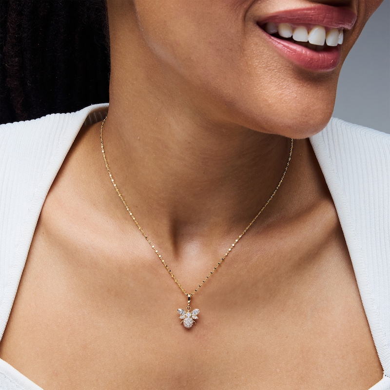 Main Image 2 of 5/8 CT. T.W. Certified Lab-Grown Diamond Bee Necklace Charm in 10K Gold (F/VS2)