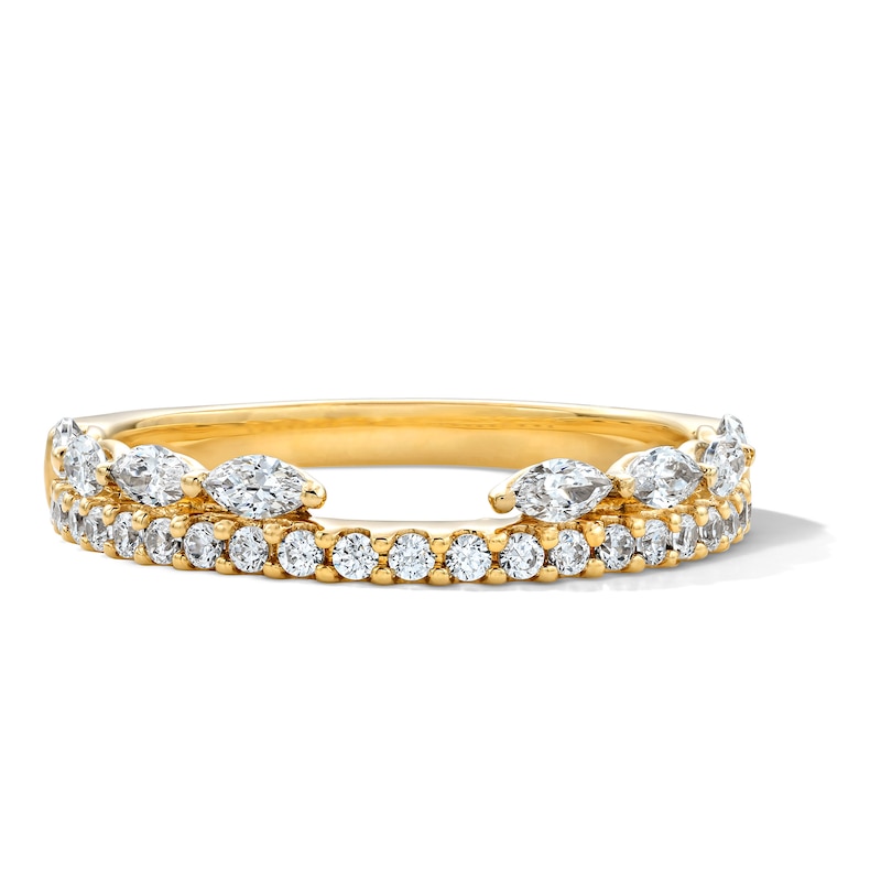 Main Image 1 of 1/2 CT. T.W. Marquise and Round Lab-Grown Diamond Enhancer Ring in 14K Gold (F/VS2)
