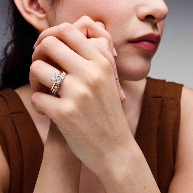 Main Image 2 of 1/2 CT. T.W. Marquise and Round Lab-Grown Diamond Enhancer Ring in 14K Gold (F/VS2)