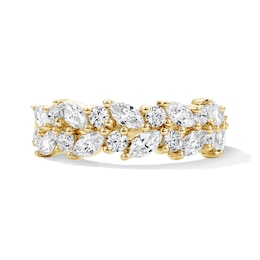 1-1/4 CT. T.W. Marquise and Round Lab-Grown Diamond Two-Row Anniversary Band in 14K Gold (F/VS2)