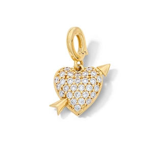 1/4 CT. T.W. Lab-Grown Diamond Heart with Arrow Necklace Charm in 10K Gold (F/VS2)