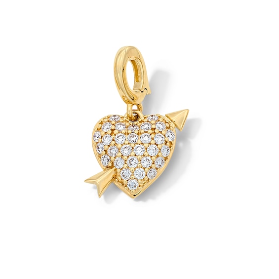 1/4 CT. T.w. Lab-Grown Diamond Heart with Arrow Necklace Charm in 10K Gold (F/Vs2)