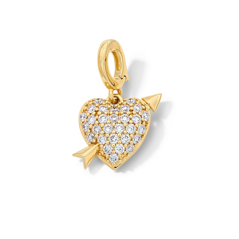 Main Image 1 of 1/4 CT. T.W. Certified Lab-Grown Diamond Heart with Arrow Necklace Charm in 10K Gold (F/VS2)