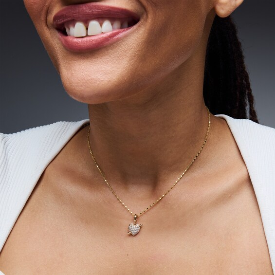 1/4 CT. T.w. Lab-Grown Diamond Heart with Arrow Necklace Charm in 10K Gold (F/Vs2)