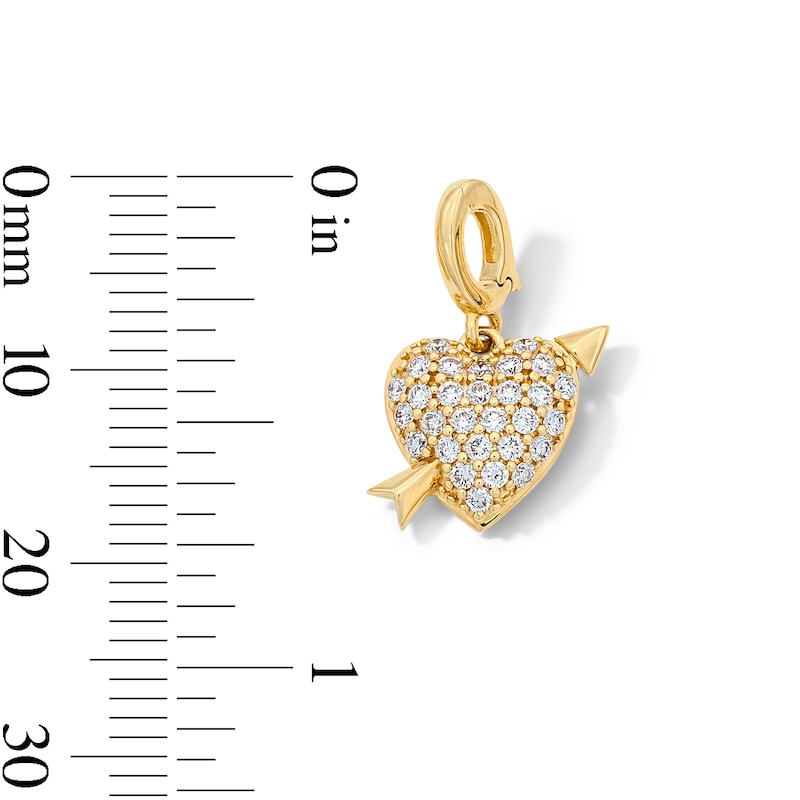 Main Image 3 of 1/4 CT. T.W. Certified Lab-Grown Diamond Heart with Arrow Necklace Charm in 10K Gold (F/VS2)