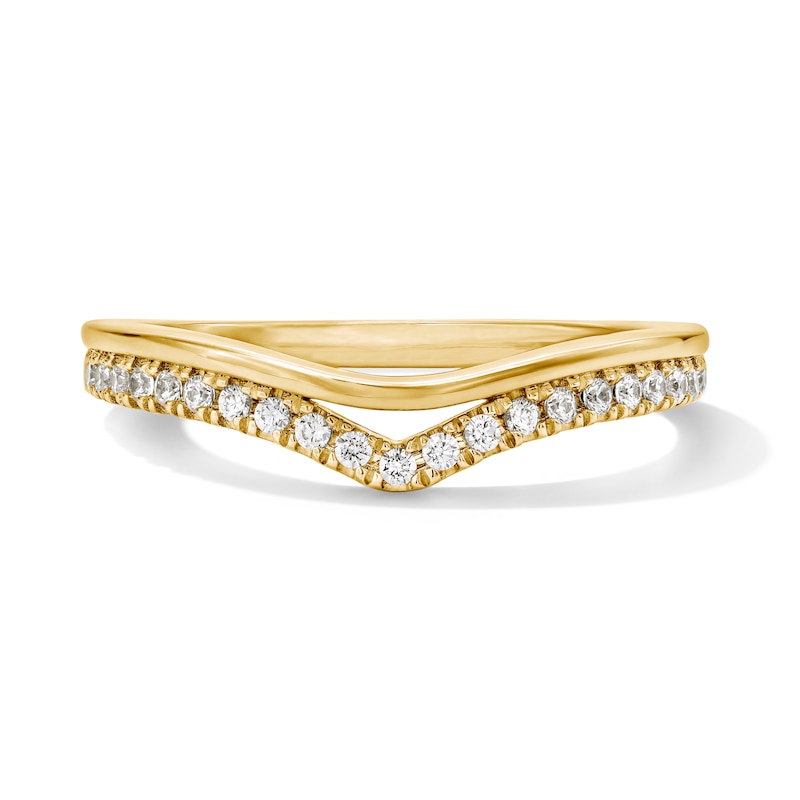 Main Image 1 of 1/6 CT. T.W. Lab-Grown Diamond Chevron Anniversary Band in 14K Gold (F/VS2)