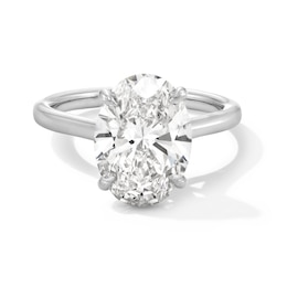 3 CT. T.W. Oval Certified Lab-Grown Diamond Solitaire Engagement Ring in Platinum (F/VS2)
