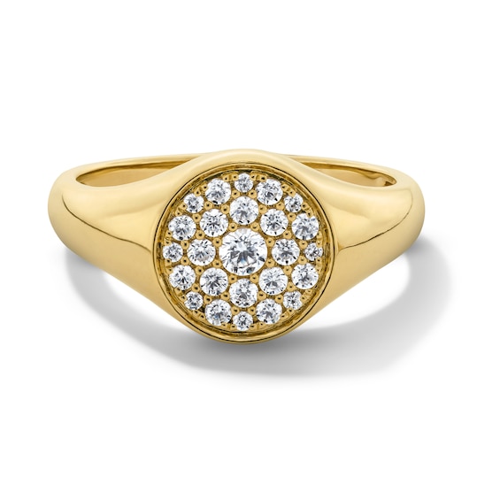 Shooting Star 1/3 CT. T.w. Certified Lab-Grown Diamond Circle Signet Ring in 10K Gold (F/Vs2)