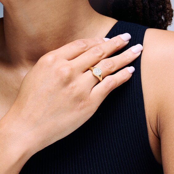 Shooting Star 1/3 CT. T.w. Certified Lab-Grown Diamond Circle Signet Ring in 10K Gold (F/Vs2)