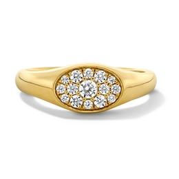 Shooting Star 1/3 CT. T.W. Certified Lab-Grown Diamond Oval Signet Ring in 10K Gold (F/VS2)
