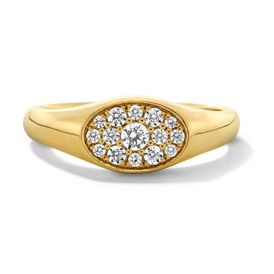 Shooting Star 1/3 CT. T.w. Certified Lab-Grown Diamond Oval Signet Ring in 10K Gold (F/Vs2)