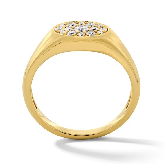 Shooting Star 1/3 CT. T.w. Certified Lab-Grown Diamond Oval Signet Ring in 10K Gold (F/Vs2)