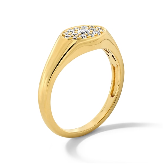 Shooting Star 1/3 CT. T.w. Certified Lab-Grown Diamond Oval Signet Ring in 10K Gold (F/Vs2)