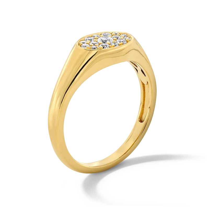 Main Image 4 of Shooting Star 1/3 CT. T.W. Certified Lab-Grown Diamond Oval Signet Ring in 10K Gold (F/VS2)