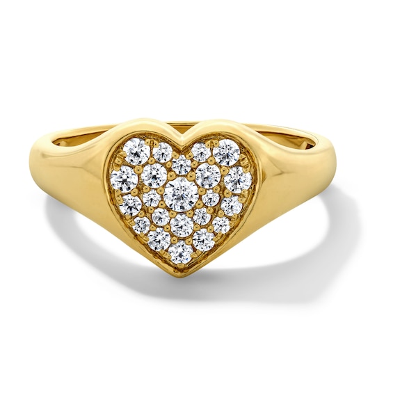 Shooting Star 1/3 CT. T.w. Certified Lab-Grown Diamond Heart Signet Ring in 10K Gold (F/Vs2)