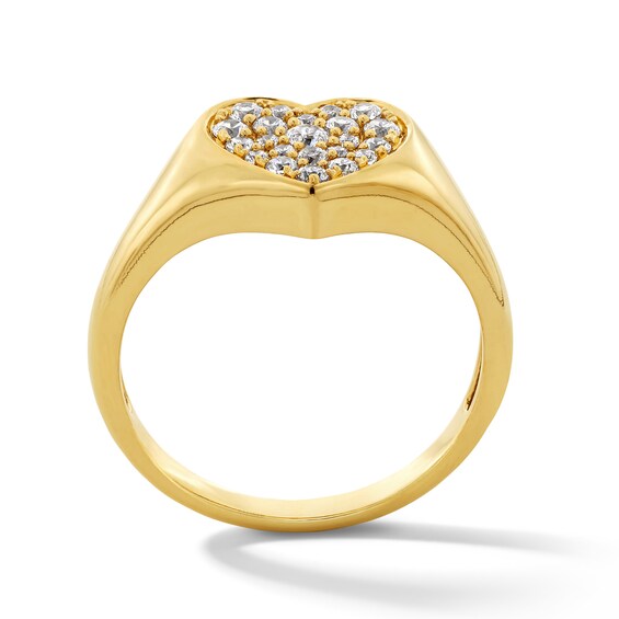 Shooting Star 1/3 CT. T.w. Certified Lab-Grown Diamond Heart Signet Ring in 10K Gold (F/Vs2)