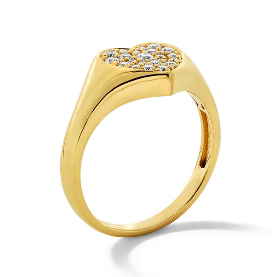 Shooting Star 1/3 CT. T.w. Certified Lab-Grown Diamond Heart Signet Ring in 10K Gold (F/Vs2)