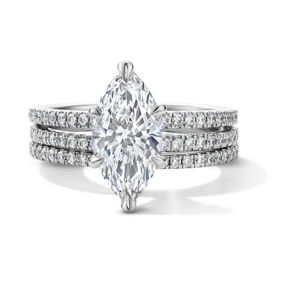 3 CT. T.w. Marquise-Cut Certified Lab-Grown Diamond Bridal Set in 14K White Gold (F/Vs2)