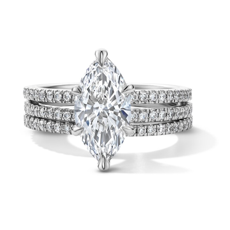Main Image 1 of 3 CT. T.W. Marquise-Cut Certified Lab-Grown Diamond Bridal Set in 14K White Gold (F/VS2)