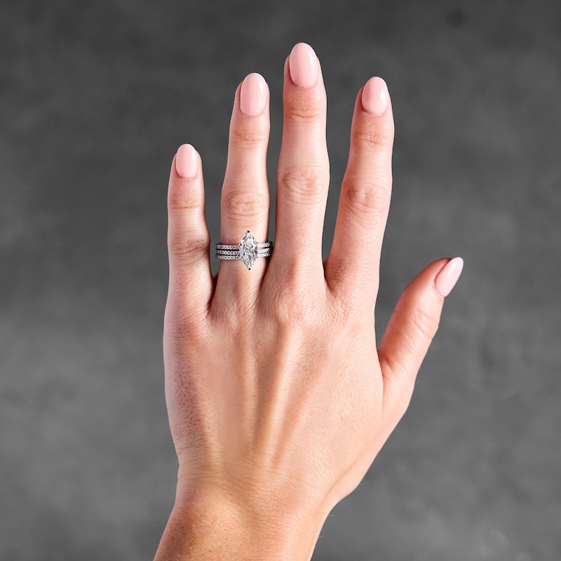 Main Image 2 of 3 CT. T.W. Marquise-Cut Certified Lab-Grown Diamond Bridal Set in 14K White Gold (F/VS2)